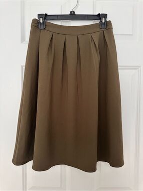 Forever 21 Olive Brown A-Line Pleated Skirt